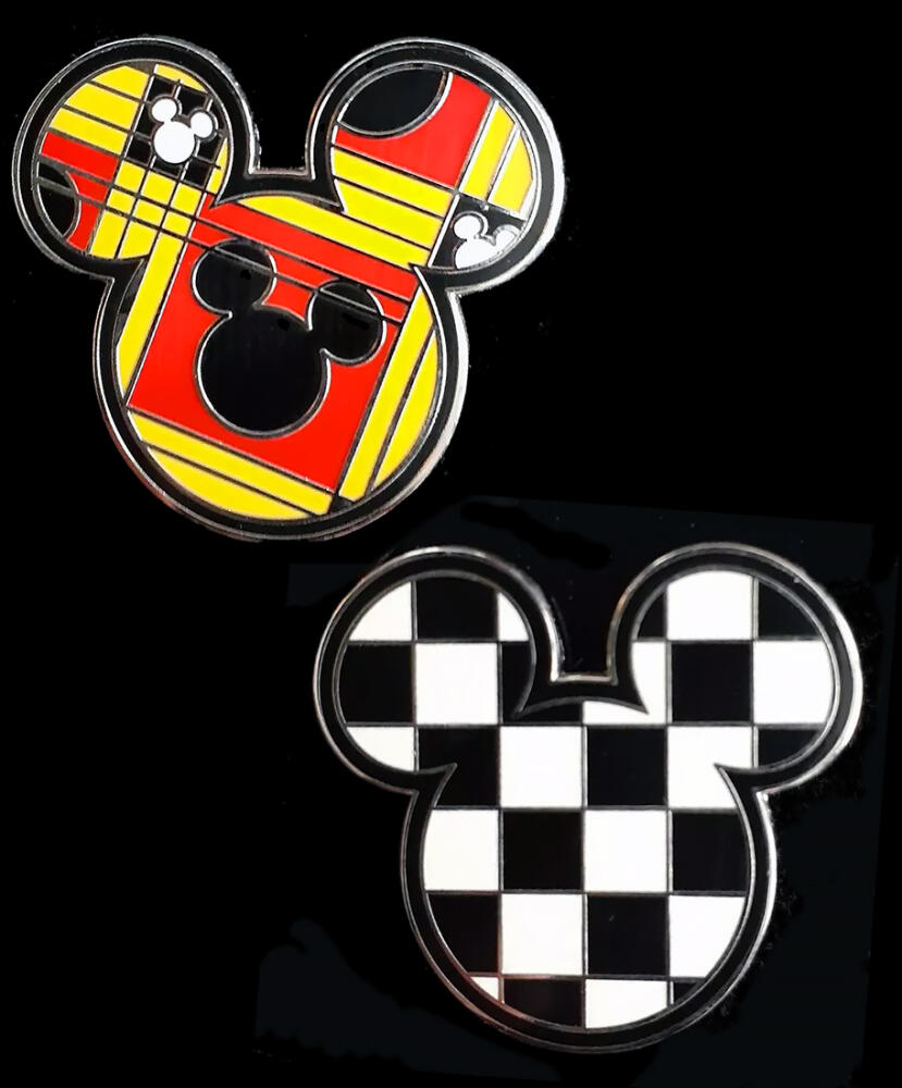 ミッキー　2 102568 - Patterned and Checkerboard Mickey Icon 2-Pin Set - Mickey