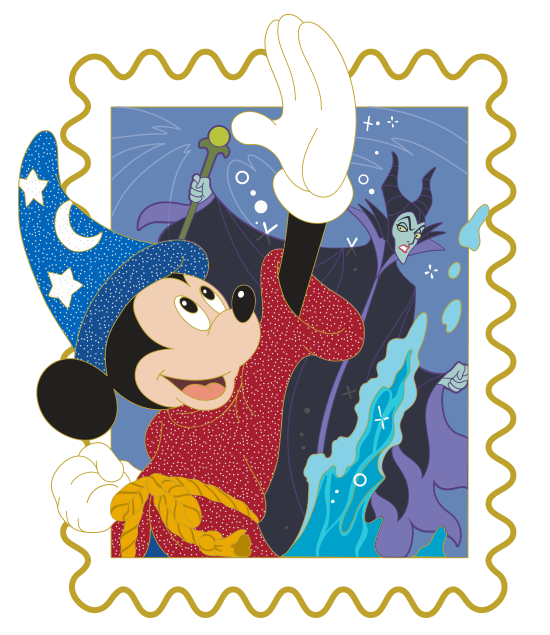 Disney Park Stamps - Sorcerer Mickey and Maleficent - Fantasmic