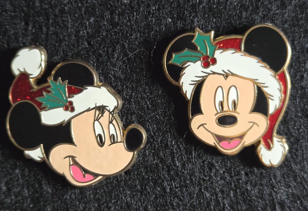 Mickey and Minnie Mouse Glitter Santa Hats 2 Piece Set