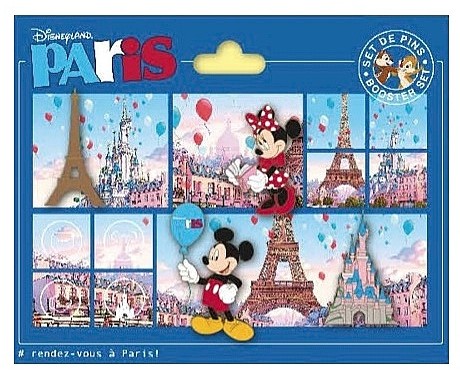 Mickey Mouse , Minnie Mouse , The castle and the Eiffel Tower