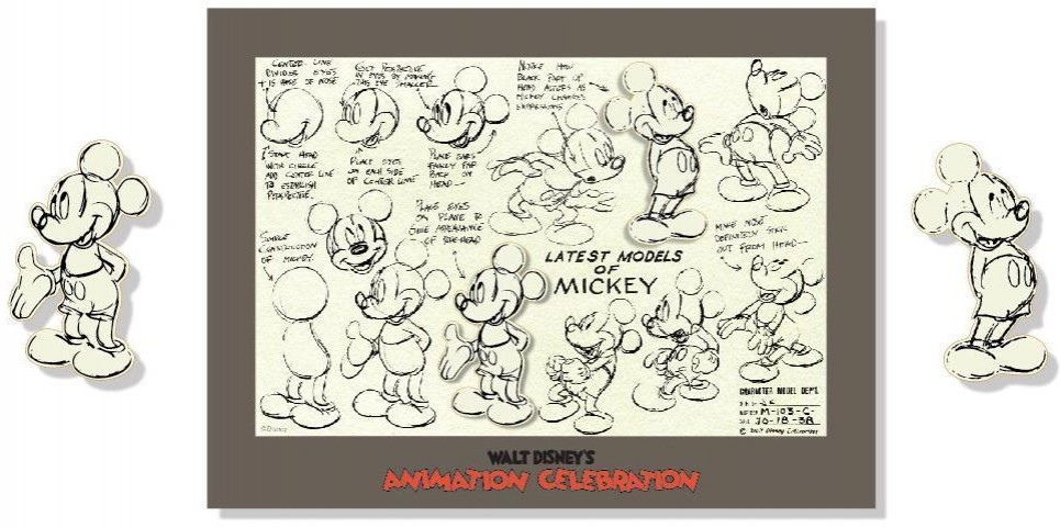 Mickey Model Sheet 2 Pin Set & Lithograph