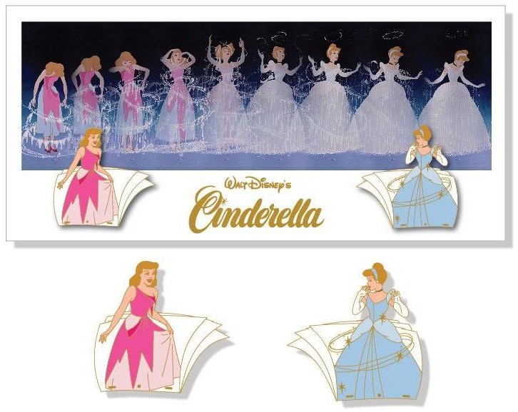 Cinderella Sequential Animation 2 Pin Set & Lithograph