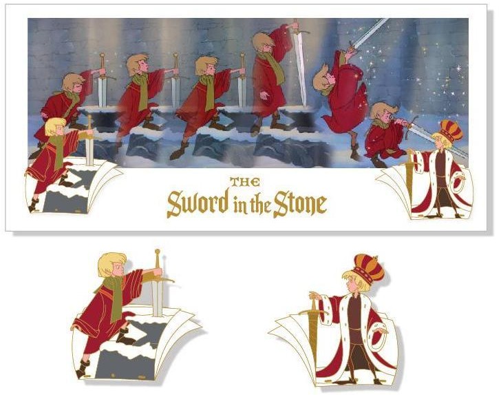 Sword in the Stone Sequential Animation 2 Pin Set & Lithograph