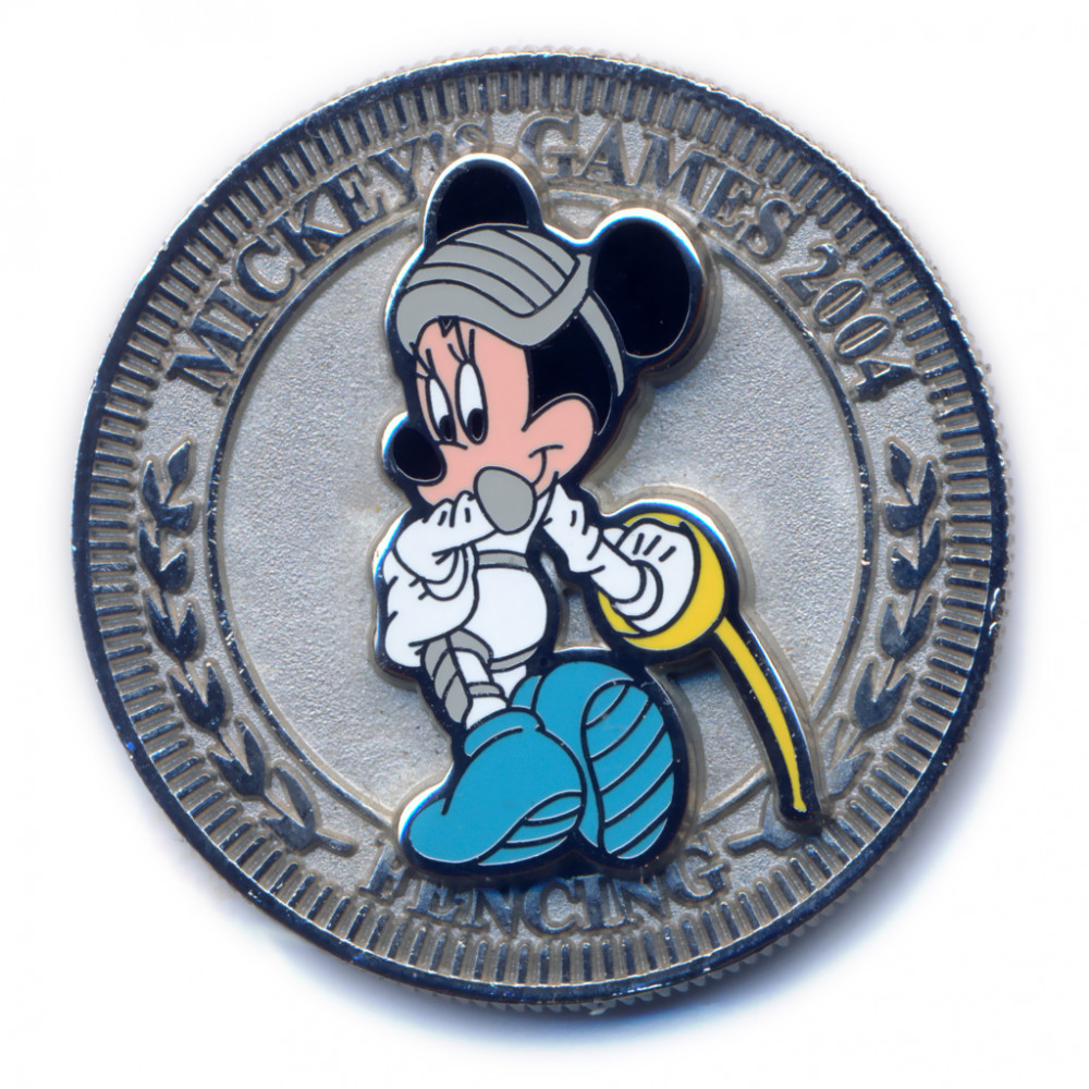 ピンズ・ピンバッジ・缶バッジ Mickey Mouse Sterling Silver Pin Mickey's Games 2004 - Minnie Mouse Fencing - Silver Medal | PIN 41298