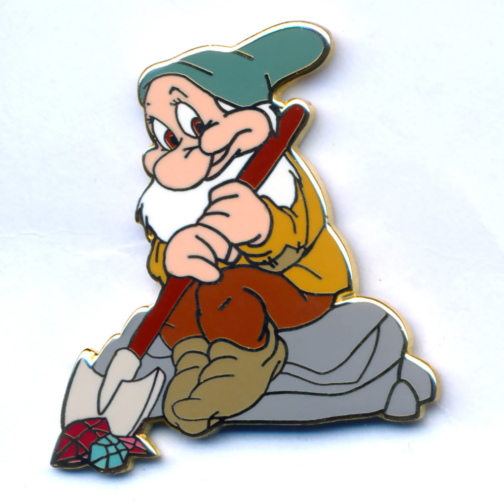 The Seven Dwarfs - Bashful Sitting on a Rock Shovelling Jewels