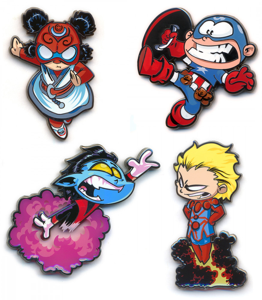Marvel Pin Set #2 - Crescent, Captain America, Nightcrawler and Ikaris