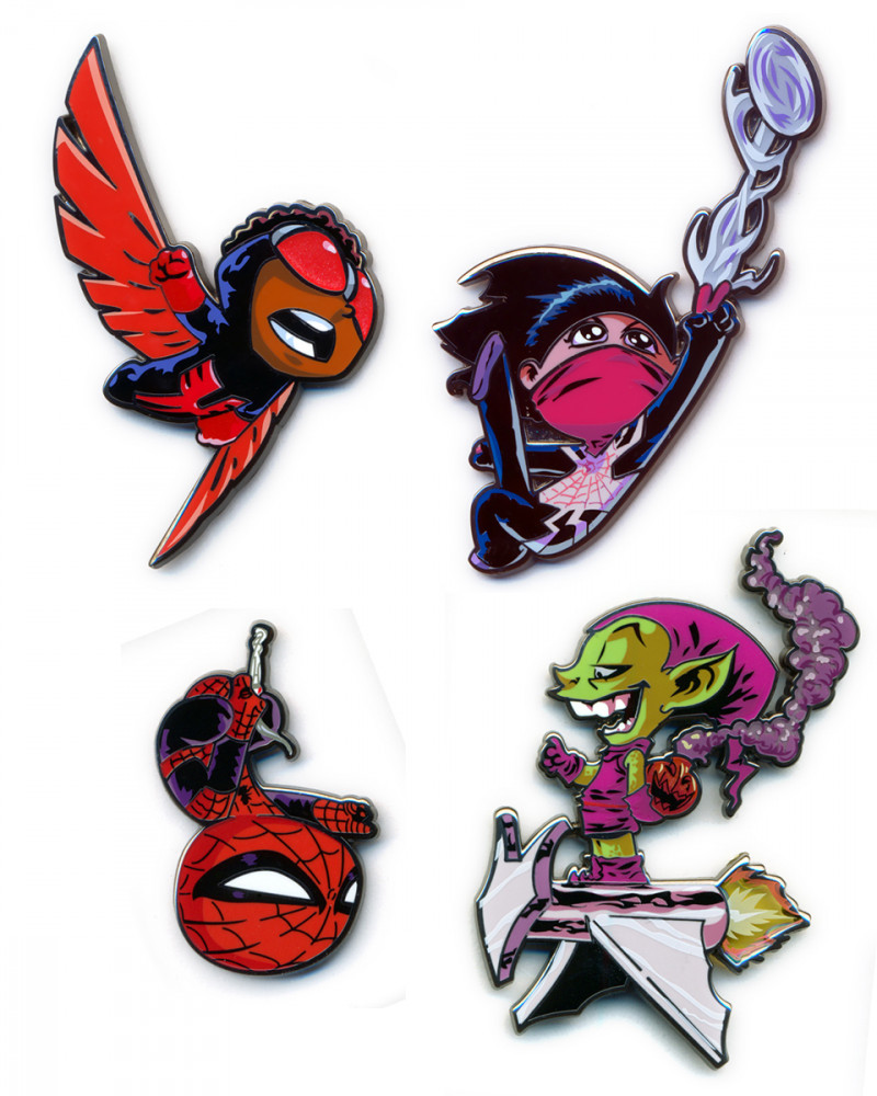 Marvel Pin Set #1 - Falcon, Silk, Spider-man anf the Green Goblin