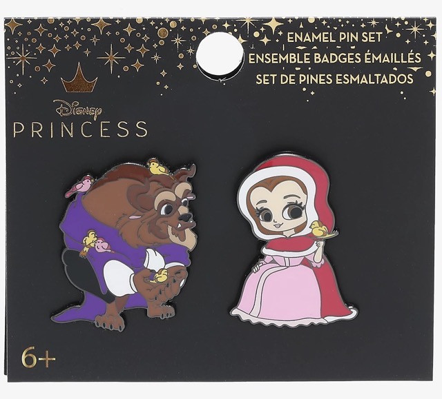 Beauty And The Beast Winter Beast & Belle Chibi Disney Pin Set