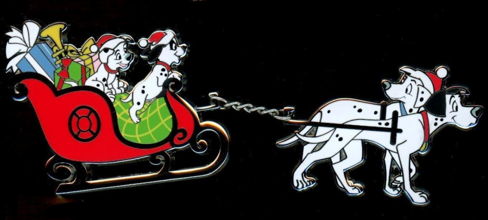 Dalmatians Sleigh - 2 Pin Set - Pongo, Perdita, and Puppies