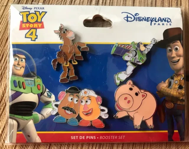 Toy Story 4 Booster Set - Bullseye, Buzz Lightyear, Mr. & Mrs. Potato Head, Hamm Pin Set