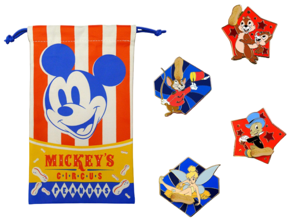 Mickey's Circus Peanuts Pin Set and Trading Bag