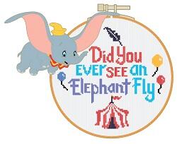 Cross Stitch Messages - Did You Ever See an Elephant Fly