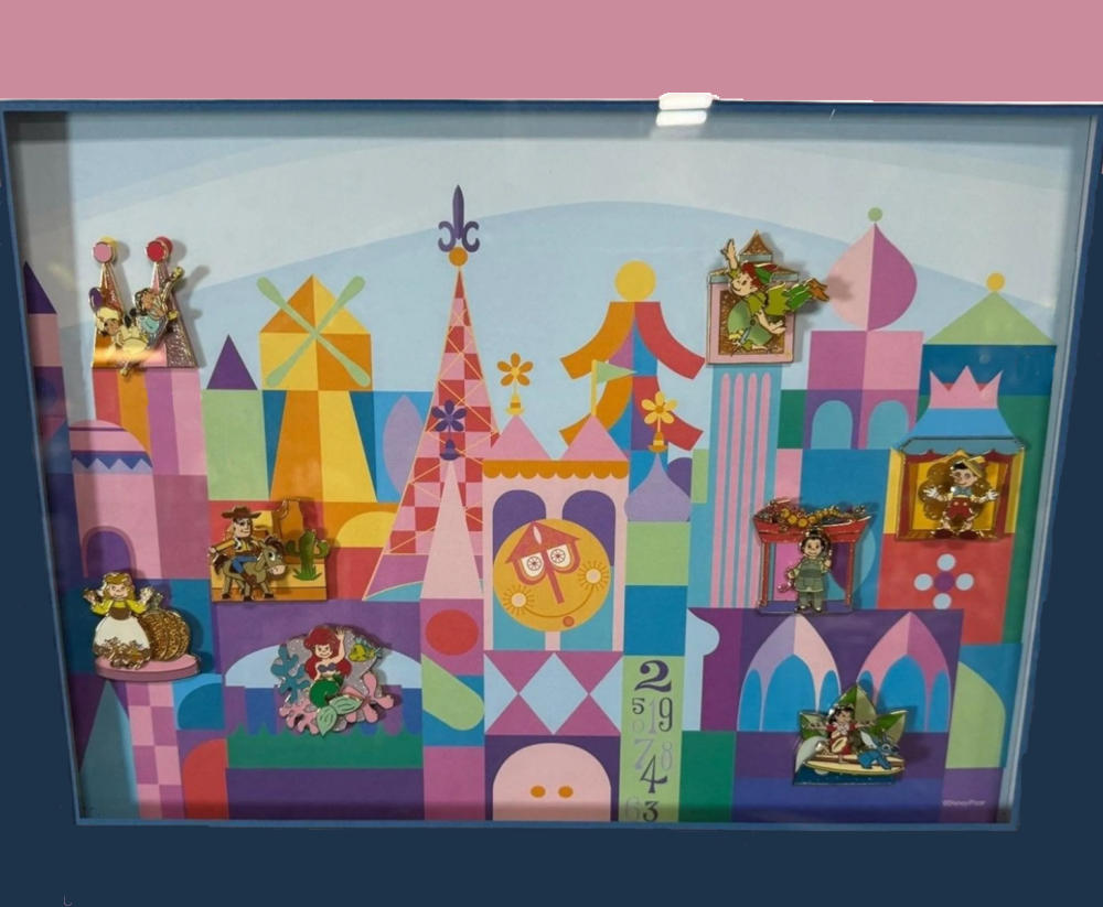 Small World Disneyland Monty Moldovan Framed Pin Set