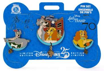 Lady and the Tramp 70th Anniversary Pin Set