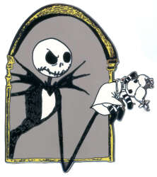 Click to view the Jack Skellington In a Window Frame Holding a Rag Doll details
