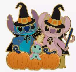 Angel & Stitch with Scrump - Halloween Pumpkin Spice Scented Pin