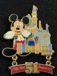 'Disneyland Anniversaries - Disneyland 51st Anniversary Retro Dangle - Sleeping Beauty Castle - DLR'
