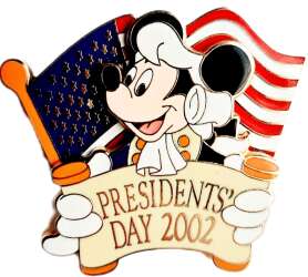 Mickey with Wig and American Flag, President's Day 2002