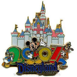 '2007 Dated Year Pins - Sleeping Beauty Castle - Donald, Mickey, Goofy - DLR'