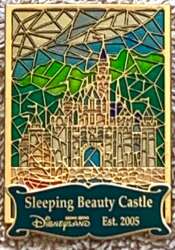 'Stained Glass - 2008 Pin of the Month - Cast Exclusive - Sleeping Beauty Castle - Hong Kong Disneyland - DLR'