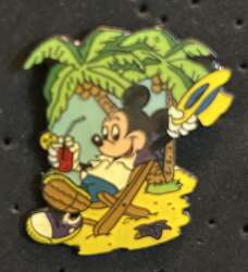 Mickey with Drink Under Palm Tree