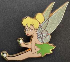 Click to view the Tinker bell sitting with her hands on hip looking over her shoulder, glitter wings details
