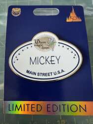 Walt Disney World 50th Anniversary Cast Member Name Tags - Main Street U.S.A. (Where Magic Lives) Mickey - WDW