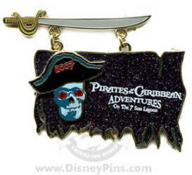 'Adventures on the 7 Seas Lagoon - Pirate Flag and Sword -Dangle - WDW'