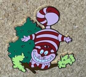 Cheshire Cat Upside Down on Tree Branch