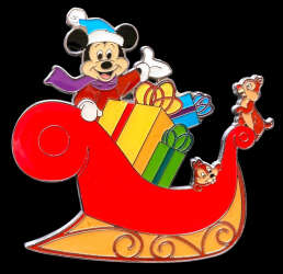 Mickey Santa, Chip, and Dale in a Sleigh