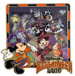 'Halloween 2010 - Framed Mickey and Minnie with Ghosts in a Graveyard - TDR'