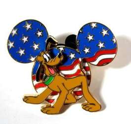 'Cast Exclusive - Pluto on American Flag Mickey Icon - DLR'