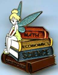 Tinker Bell Sitting on a Stack of School Books