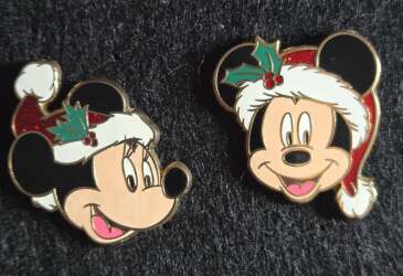 Mickey and Minnie Mouse Glitter Santa Hats 2 Piece Set