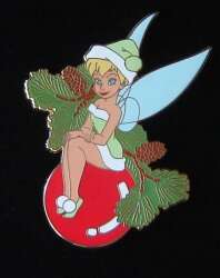 Tinker Bell sitting g on Christmas Ornament