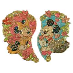 Mickey and Minnie Heart Pin Set
