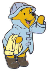 Pooh in blue rain coat