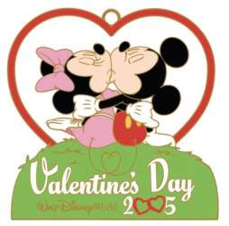 'Valentine's Day 2005 Lanyard Medal — Mickey and Minnie Kissing - WDW'