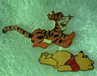 Tigger Pouncing on Pooh Pin Set