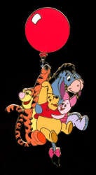 Pooh, Tigger, Eeyore and Piglet Hanging from a Red Balloon Dangle