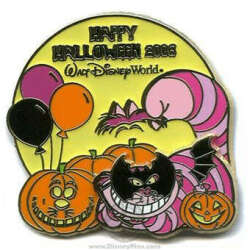 Cheshire Cat With Mask and Pumpkins