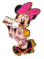 Minnie in Pink Kimono Playing Flute