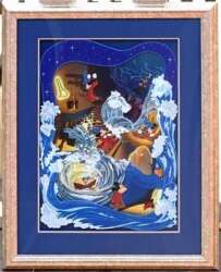 110816 - Fantasia Sorcerer's Apprentice 5 Pin Framed Set - Mickey smiling coyly at Yen Sid - Disney Store US alternate image