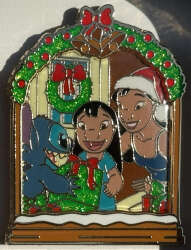 Stitch Giving a Gift to Lilo and Nani