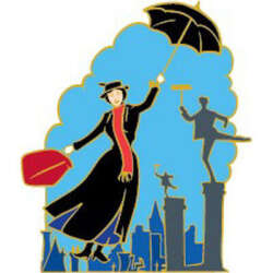 Mary Poppins Flying with Chimney Sweeps on Rooftops