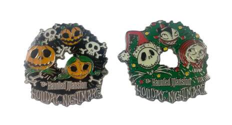 112412 - Haunted Mansion Holiday Nightmare Wreaths Set - Black Halloween and Green Christmas Set of 2 - Tokyo Disneyland Resort alternate image