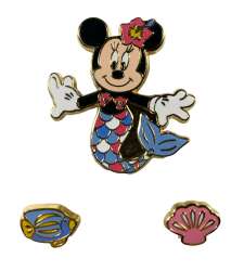 112575 - Mermaid Minnie Three-Pin Set - Mermaid Minnie Mouse, Shell and Fish Complete Set - Disney Store Japan