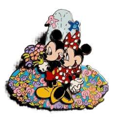 Mickey and Minnie Mouse with Flowers and Fountain
