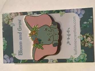 113597 - Fantasy Pin Series: KathlenesCreations - Dumbo with flower crown - Fantasy Unlicensed alternate image