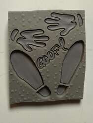 Goofy rubber hand/foot prints